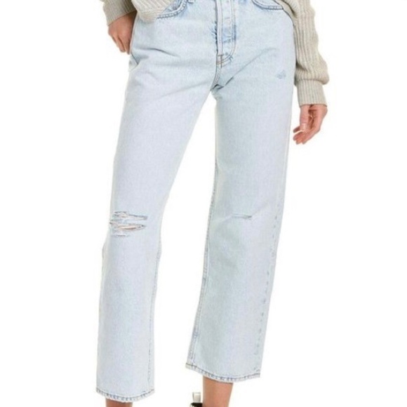 Rag & Bone Maya High Rise Ankle Straight Jeans 30 Nevada Blu Wash Button Fly - Picture 1 of 5
